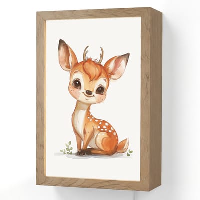 Wandlamp 20x30 cm - Oplaadbaar - Hert - Baby - Dieren - Wandlampen binnen woonkamer - Slaapkamer lamp met kabel - Decoratieve nachtlamp - Vloerlamp snoer