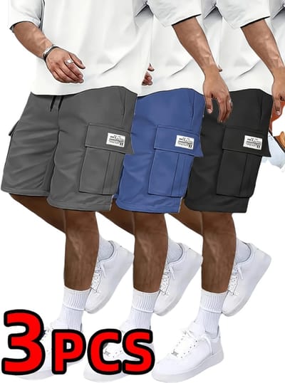 Livano Korte Broek Heren - Cargobroek - Spijkerbroek - met Zakken - Volwassenen - Jongens - Shorts - 3 Pcs - Gemengd - Maat XXS