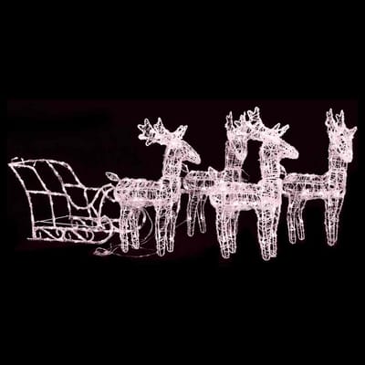 vidaXL - Kerstdecoratie - rendieren - en - slee - 280x28x55 - cm - acryl