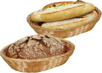 Kesper Brood/fruit mandje - 2x - lichtbruin - ovaal - L33 x B25 x H13 cm - broodmandjes