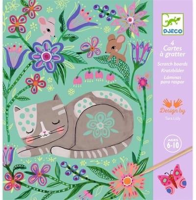 DJECO krasfolie kaarten Dieren in de tuin 6 jr+