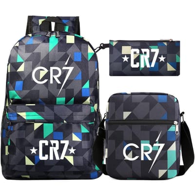 3-delige Schoolrugzakset voor Studenten Grote Capaciteit Oxford Stof Schooltas met Schouderband en Etui Cristiano ronaldo three-piece suit