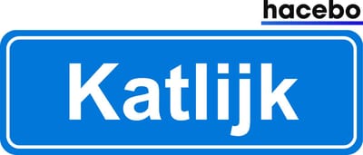 Hacebo - Plaatsnaam Sticker - 29x10 CM - Katlijk sticker - Verkeersborden sticker - grappige cadeaus - Katlijk