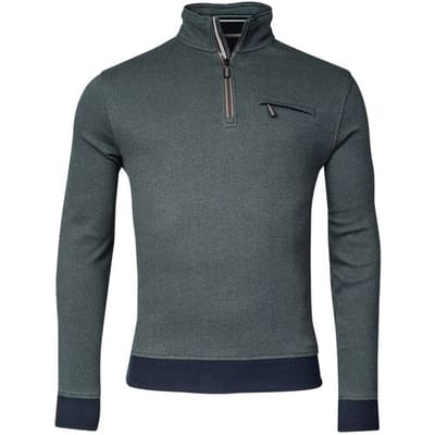 Baileys Trui Sweat Halfzip 2-Tone Jacquard Misty Green / male