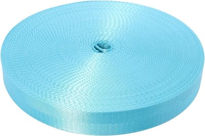 Nylon singelbanden, 2,5 cm brede, zwaar belastbare nylon band, duurzame platte touwbanden, 10 en 25 yard rol voor rugzakomsnoering, vastbinden, hondenriem, 18 levendige kleuren (Aqua Blue,