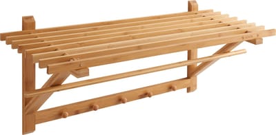 ACAZA Kapstok - Wandkapstok - 5 Haken - 75 x 28 x 25 cm - met Hoedenplank - Bamboe - Hout