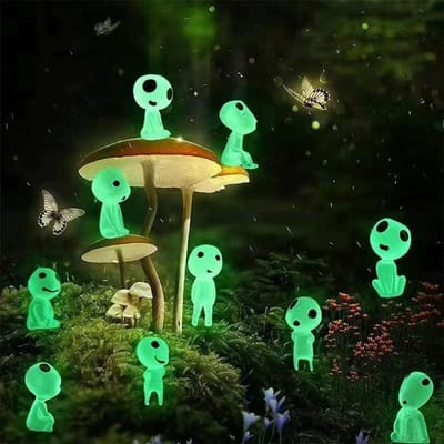 10 Pcs Miniatures Elfes Lumineux Maison Jardin Bricolage Accessoires Poupée Lumineuse Mousse Micropaysage Décoration Maison Drôle Veilleuse Jouet