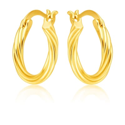 Verguld Hoepel Oorbellen - Oorbellen Dames Goudkleurig - Twisted Hoop Earrings - Verguld Echte Zilver 925 - Amona Jewelry