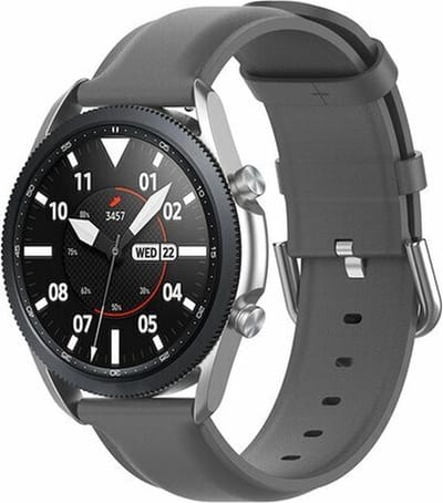 By Qubix - Geschikt voor Garmin bandje - Geschikt voor Garmin Vivomove 3 / HR / Luxe / Sport / Style / Trend - Classic leren bandje - Grijs - Smartwatch bandje 20mm
