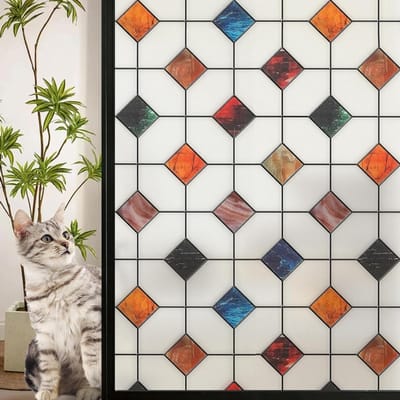 CRLYN® Raamfolie Glas in Lood - Zelfklevend - Antieke Look - Lood Regenboog