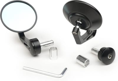 Bar End Spiegel Set CNC Ø=80mm Blauw Glas - Zwart - Motor - Scooter - Stuurspiegel