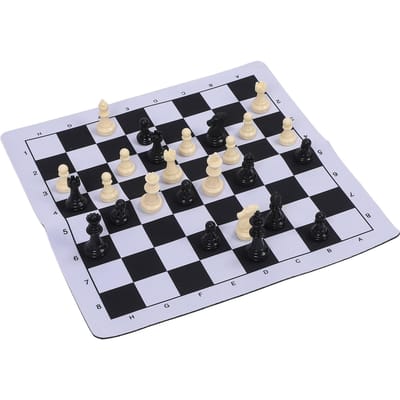 Schaakset 35mm Zacht Schaakbord Draagbaar Standaardformaat Internationaal Schaakbord Spel voor Thuis white