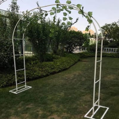 Rozenboog Metaal - Klimboog Pergola - Planten Ondersteunen - Zwaar Gepoeedercoat Staal - 240x220 cm - Wit
