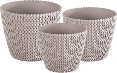 Prosperplast Plantenpotten - 3 ST - taupe - kunststof - formaat 30/26/22 cm - bloempot