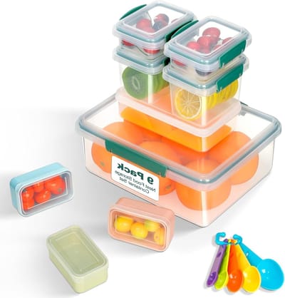 Luchtdichte en Stapelbare Voedselcontainers, BPA-vrij, Inclusief 5 Lepels, Vaatwasmachinebestendig, 10 Stuks