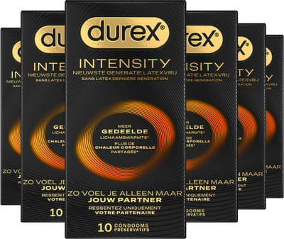 Durex Intensity Condooms - Nieuwste generatie ultradunne, latexvrije condooms voor mannen – Gedeelde lichaamswarmte - 6 x 10 stuks - Voordeelverpakking