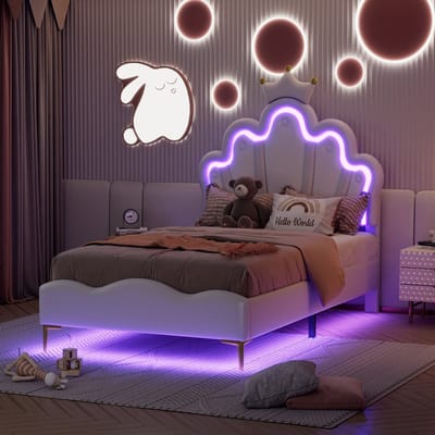 Kaptafel / Make-up tafel met spiegel, driekleuren LED-lampen en touchbediening, lade inbegrepen – Modern design, Wit