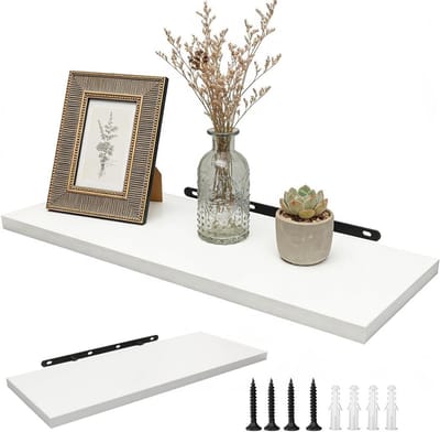 Zwevend Wandrek - Muurplank Decoratie - Woonkamer Opbergen - Modern Minimalistisch Design - 40x15 cm - Wit