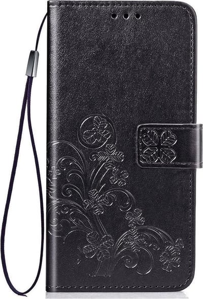Shop4 - Geschikt voor Nokia 3.2 Hoesje - Wallet Case Bloemen Patroon Zwart