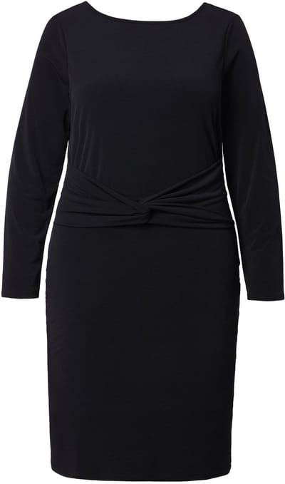 Ulla Popken - Dames - Jurk Slim Fit V-hals aan de achterkant - Zwart - Maat 42
