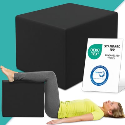 ELONEO Orthopedische Kubus - Beenverhoger en Zitkubus voor Stretching en Ontspanning, Rug-, Wervelkolom- en Houdingsondersteuning, Wasbare Hoes, 40x50x50 cm