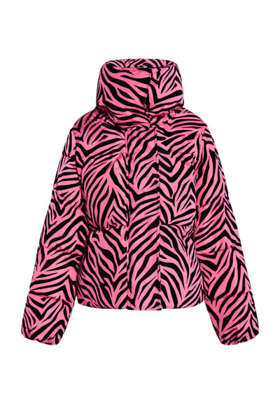 Faina Gewatteerd jack met zebraprint Dames Roze zebra