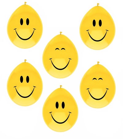 Haza Ballonnen Smile - 12x stuks - Emoticon - verjaardag - geel - 29 cm