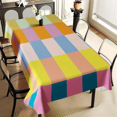1 stuk Levendig Kleurrijk Gestreept Polyester Tafelkleed - Modieus Minimalistisch Ontwerp, Binnen/Buiten Gebruik, Perfect voor Picknicks 100x145cm