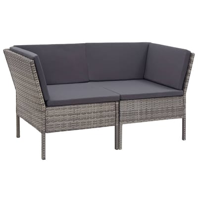 vidaXL - 6-delige - Loungeset - met - kussens - poly - rattan - grijs