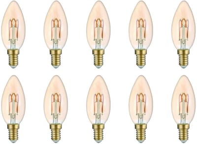 Avide E14 LED Filament Lamp 3W - 180lm - 2700K - Extra Warm Wit - LED Kaarslamp B35 - Vervangt 20W Gloeilamp - 10 stuks