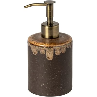 Poterie servies op vintage culinair Frans aardewerk geïnspireerd bruin geglazuurde zeeppomp