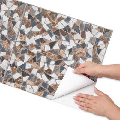 Coloray Meubel Wrap Folie - Bruin Meubelfolie - 50x100 cm - Wrapfolie Keuken Mozaïek van steen - Decoratiefolie - Modern Meubelfolie - Meubel Wrap Folie - Woonkamer decoratie - Achtergronden en patronen