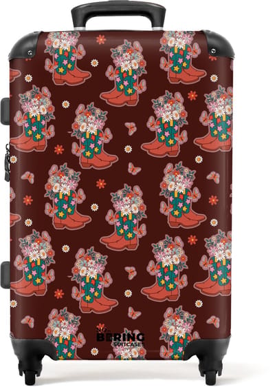 NoBoringSuitcases.com - Grote koffer - Retro disco laarzen boekt patroon kleurrijk - Kinderkoffer geschikt voor jongen en meisjes - Reiskoffer met 4 wielen - Trolley op wieltjes - Rolkoffer groot kinderen - 72 liter - Ruimbagage valies 20kg