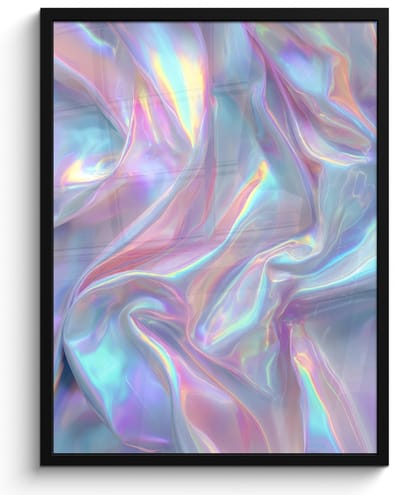 Poster in lijst - Fotolijst 50x70 cm - Posters - Golvend - Pasteltinten - Glanzend - Stof - Posterlijst zwart - Decoratie - Wanddecoratie woonkamer - Muurdecoratie slaapkamer