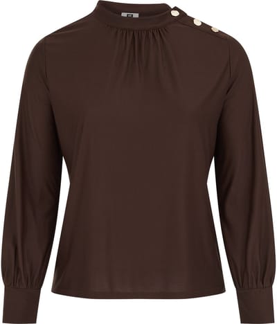WE Fashion Dames jersey T-shirt met gouden accenten - curve