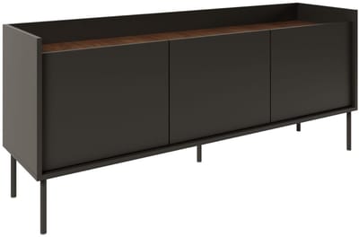 Selsey Tovi - Tv-meubel met 3 deuren, 140 cm, Zwart / Notenhoutlook