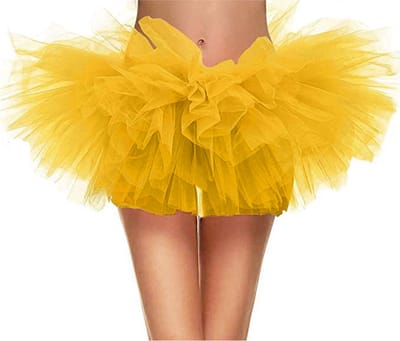 KIMU® Korte Tutu Geel Tule Rokje - Maat XS S M - Gele Petticoat Rok Dames Meisje - Ballet Tulerokje Balletpakje Sneeuwwitje Bloem M&M Festival