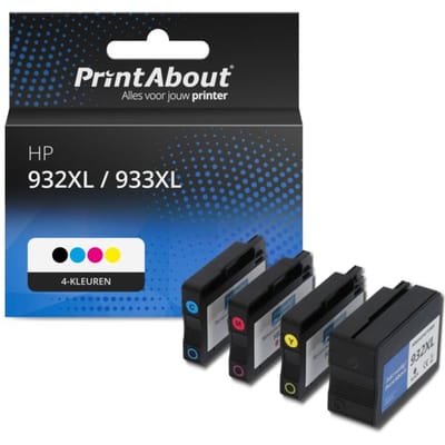 PrintAbout huismerk Inktcartridge 932XL / 933XL (C2P42AE) 4-kleuren Multipack Hoge capaciteit Geschikt voor HP