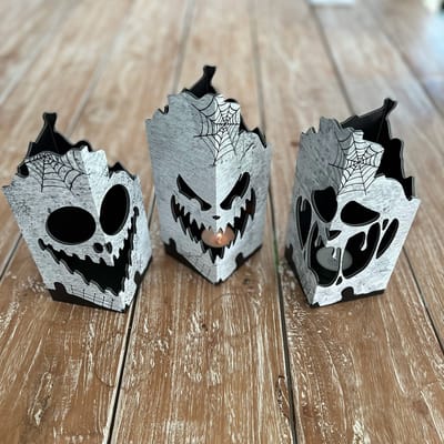 GR Theelicht - Waxinelichtjeshouder - Kaarshouder - Halloween - Scary - set van 3