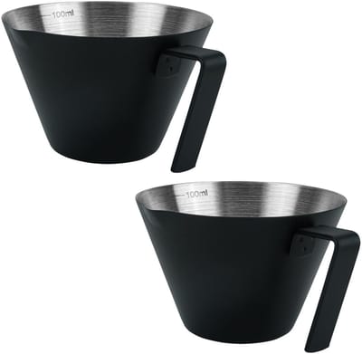 Cosensi - Espresso Cups - Maatbeker met Handvat - 100ml - Perfect voor Koffie en Melk - Praktische Koffiecups - Zwart