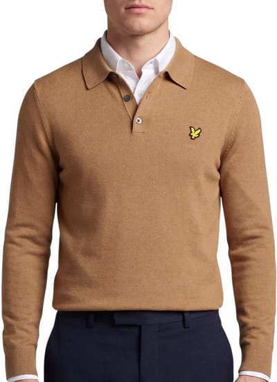 Merinowol katoenen polo met lange mouwen Lyle & Scott