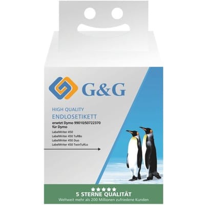 Etiketten G&G, compatibel met Dymo 99010/s0722370, 28 x 89 mm, zelfklevend, thermisch papier, wit, 2 x 130 stuks