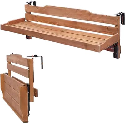 Opvouwbare Balkontafel - Terrastafel Wandmontage - Buiten Eten - Ruimtebesparend Ontwerp - 35 x 90 cm - Bruin