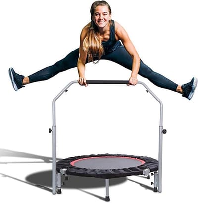 Fitness Trampoline - Mini Rebounder - Cardio Training - Opvouwbaar 2-in-1 Ontwerp - 1016 cm - Zwart