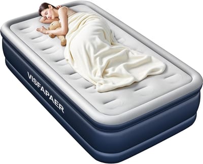 Luchtmatras Twin - Opblaasbaar bed - Kamperen thuis - Ingebouwde elektrische pomp - 190 x 99 cm - Blauw