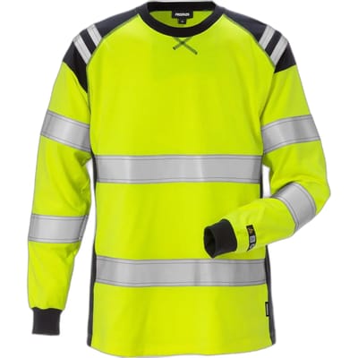 Fristads Flamestat Hi Vis T-Shirt Met Lange Mouw Dames Klasse 3 7097 Tflh - Hi-Vis geel/marineblauw - S