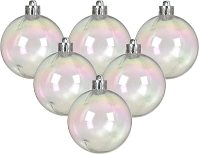 Decoris kerstballen - 24x stuks - 6 cm - transparant parelmoer -kunststof -kerstversiering