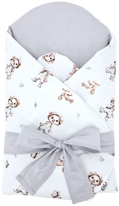 Printed cotton swaddle blanket cone with coconut GARDENER BEAR