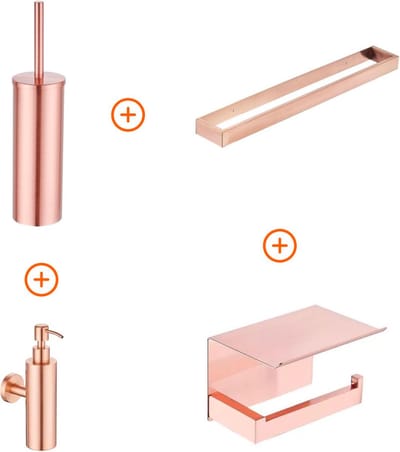 Toilet accessoires set Mat rose goud exclusief met beugel en zeepdispenser