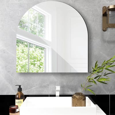 Stijlvolle 50cm Wandspiegel van Glas, Zelfklevende HD Boogspiegel voor Thuisdecoratie en Ruimtevergroting